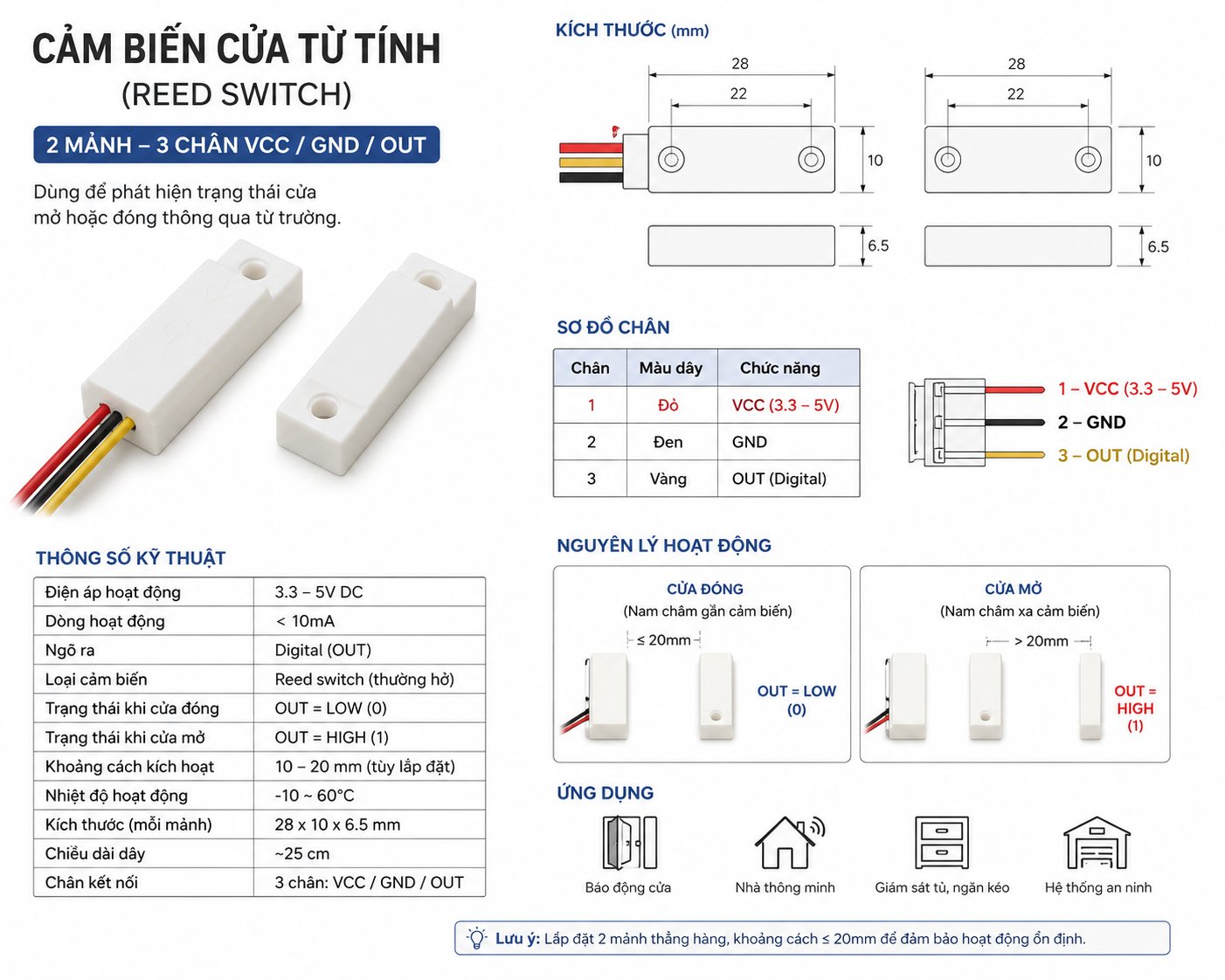 Magnetic Door Sensor (Cảm biến cửa từ tính)